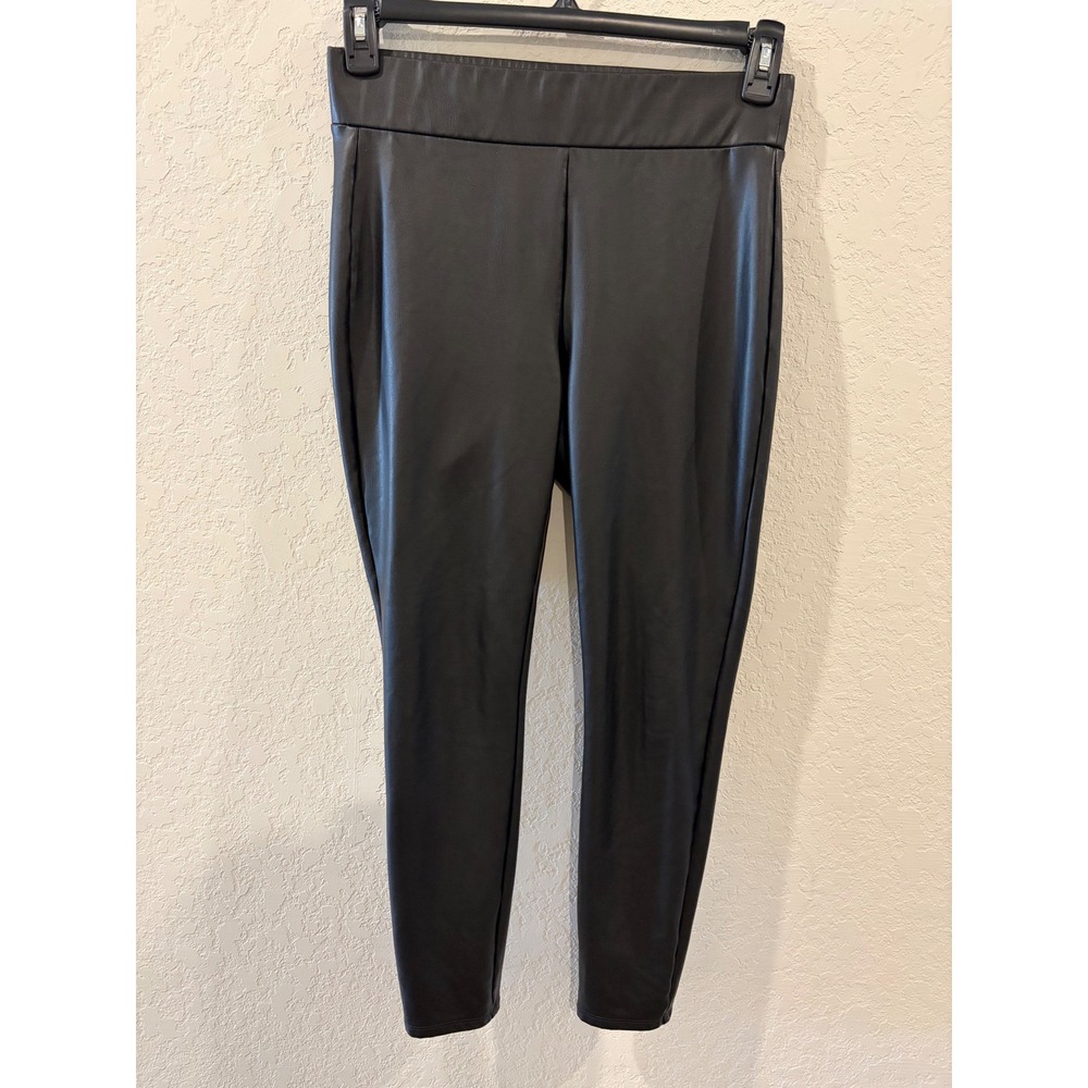 Loft Black Faux Leather Leggings Womens Small Pull On Seamed Back Stretch Pants